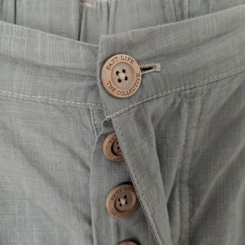 Past Life The Collective sage green Dead Sea recycled linen cotton relaxed pants - Picture 3 of 6